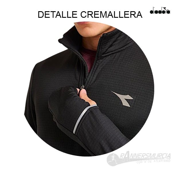 ropa-camiseta-ml-diadora-warm-up-winter-protection-hombre-negro-detalle-cremallera Warm Up Winter Protection - Imagen 3