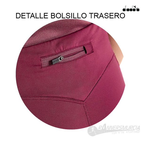 ropa-malla-larga-diadora-3-4-tights-run-crew-mujer-granate-detalle-bolsillo-trasero 3/4 Tights Run Crew W - Imagen 3