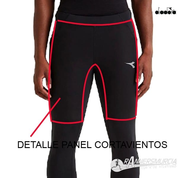 ropa-malla-larga-diadora-run-tights-winter-portection-hombre-negro-detalle-panel-cortavientos Run Tights Winter Protection - Imagen 3