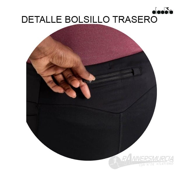 ropa-malla-larga-diadora-tights-run-crew-mujer-negro-detalle-bolsillo-trasero Tights Run Crew W - Imagen 4