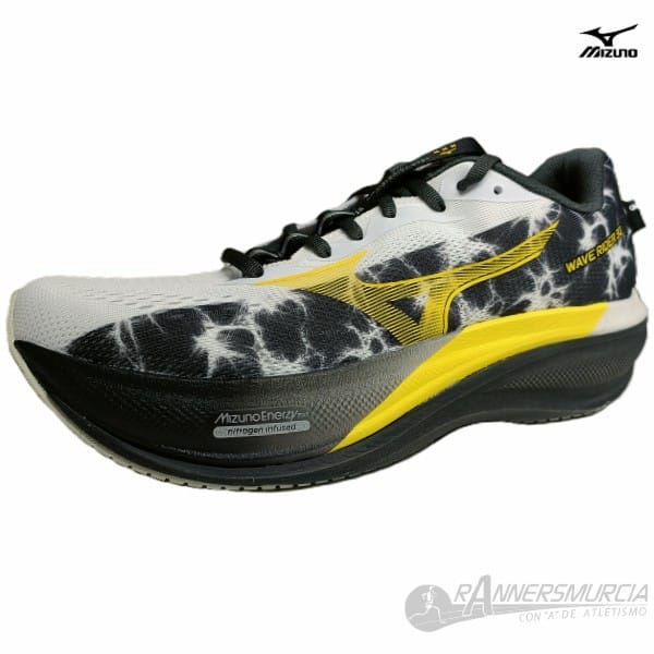 zapatillas-running-mizuno-rider-30-amsterdam-unisex-blanco-negro-amarillo Rider 30 Amsterdam - Imagen 1